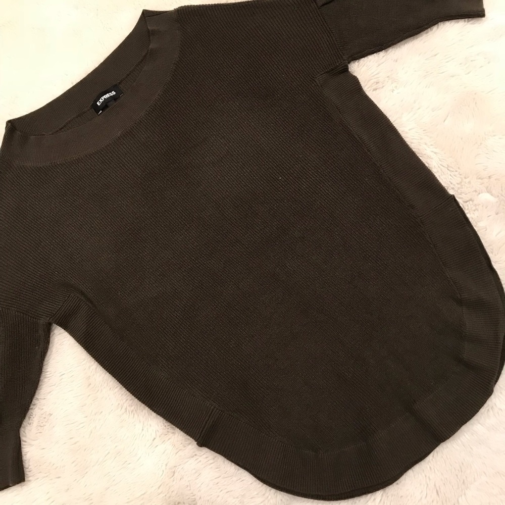 Express Olive Green Circle Hem Tunic Sweater